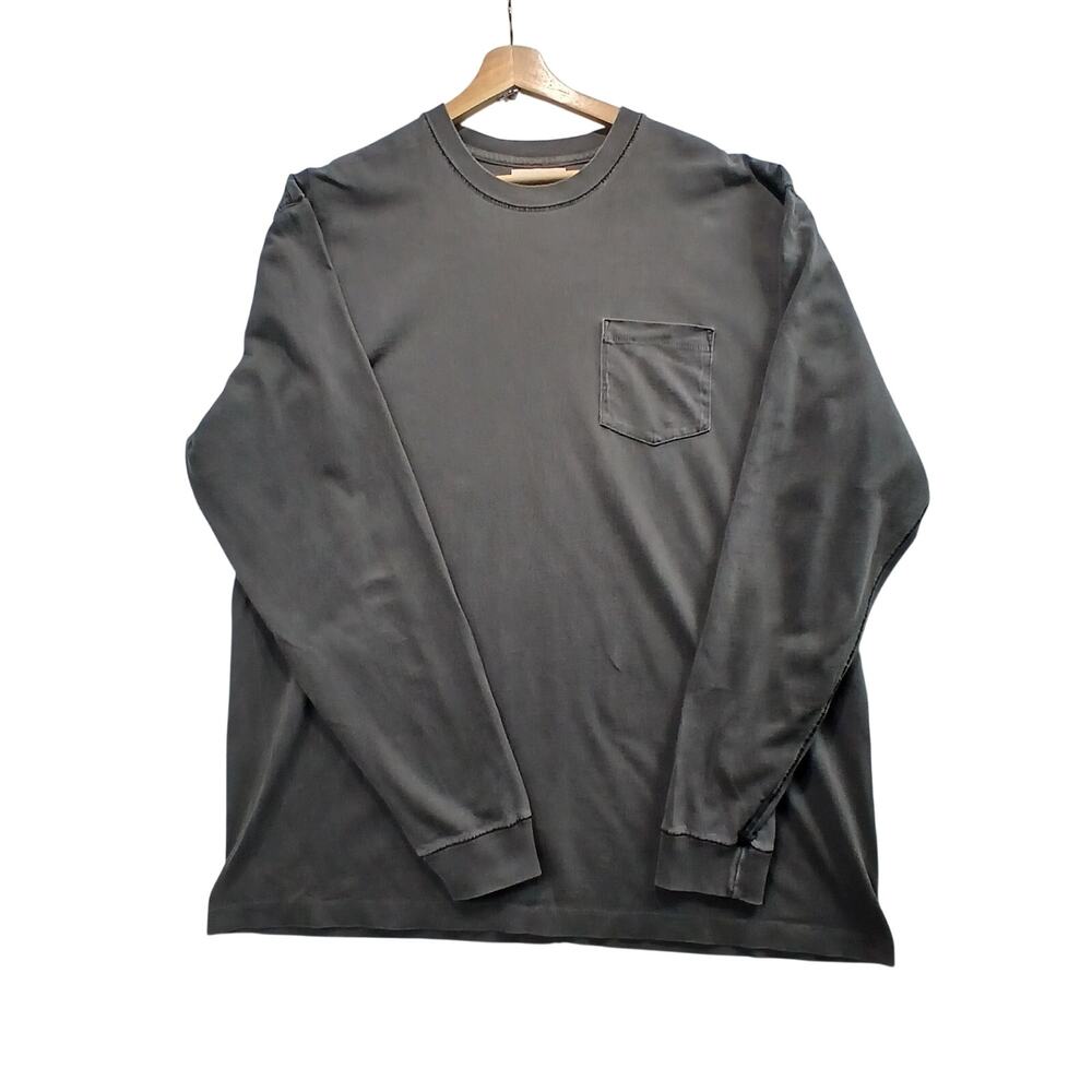 John Elliott Mens Size 5 XXL Faded Charcoal Grey Pocket Long Sleeve Shirt